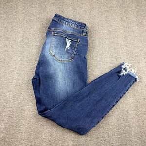 S.O.N.G. Curvy High Rise Skinny Ankle Jeans Medium Wash Blue‎ Distressed 11/30